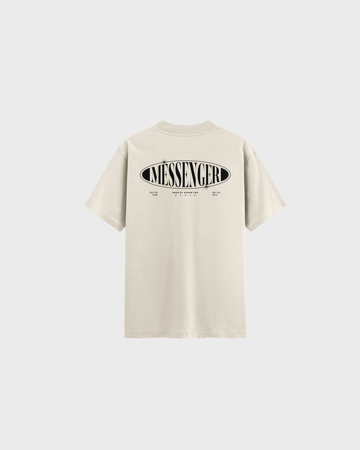 Defy The Norm T-shirt in cream, back with the Defy The Norm print