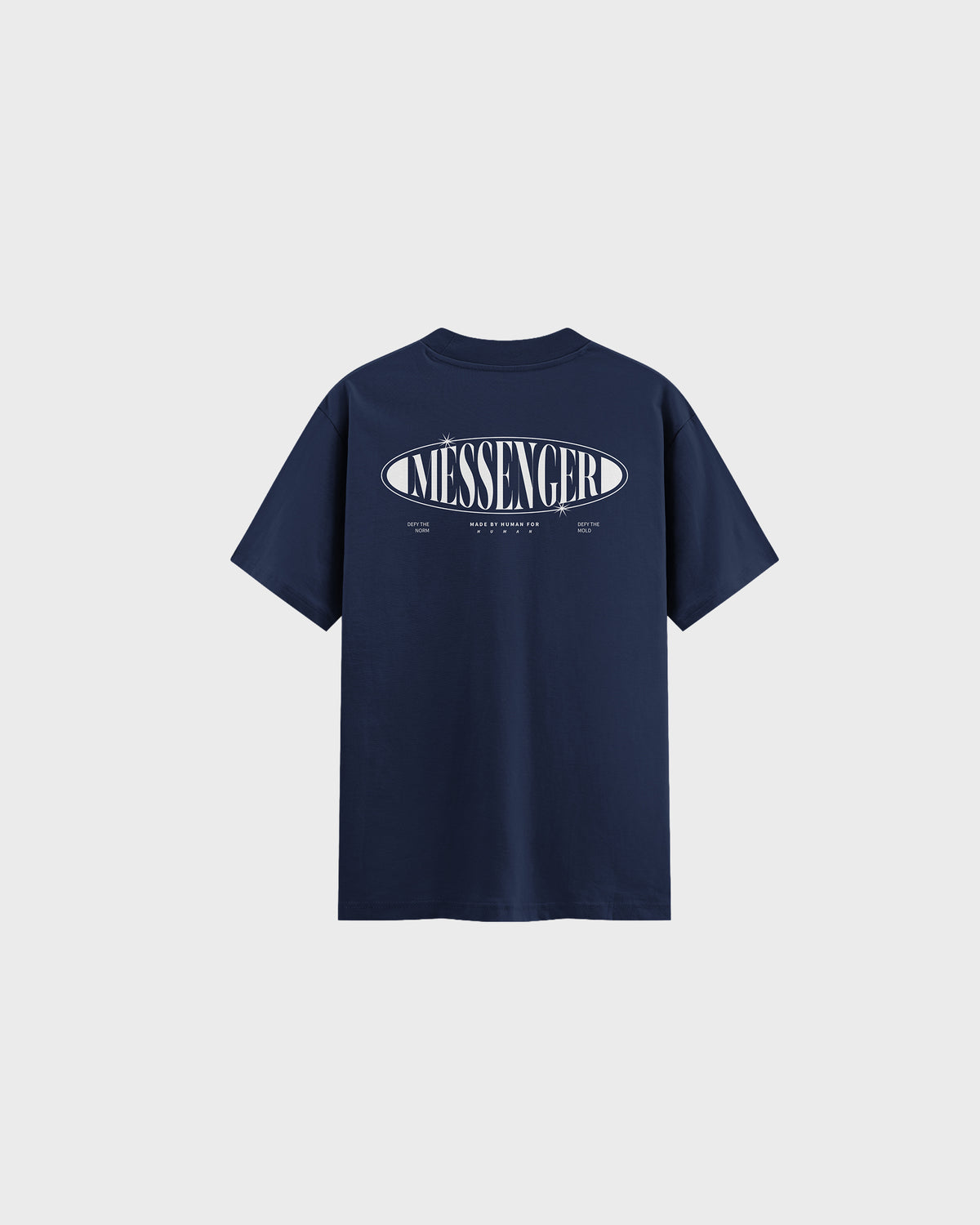 Defy The Norm T-shirt in navy, back with the Defy The Norm print