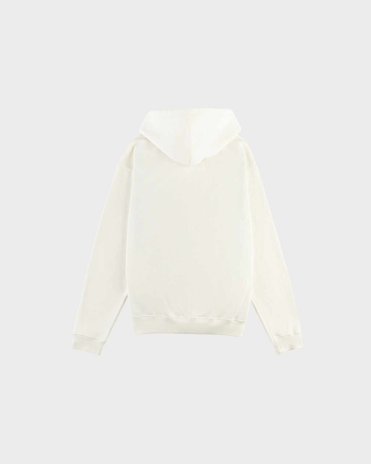 Plain Zip Hoodie in crème, achterkant
